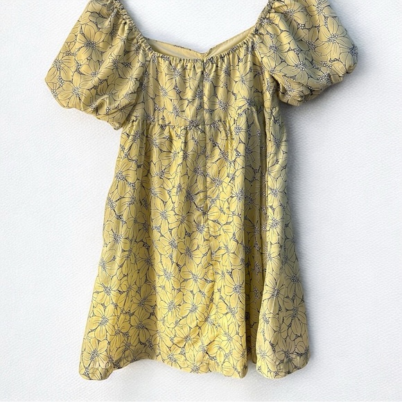 Lena • Floral Yellow Babydoll Cotton Blend Dress Puff Sleeves Sz Sm Cottagecore - Picture 5 of 9
